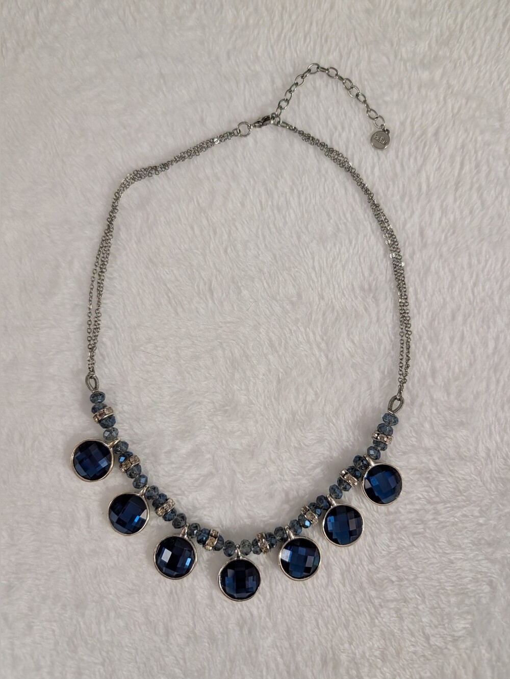 Bella Jack Elegant Silver Necklace with Deep Blue Faceted Stones - Women Jewelry